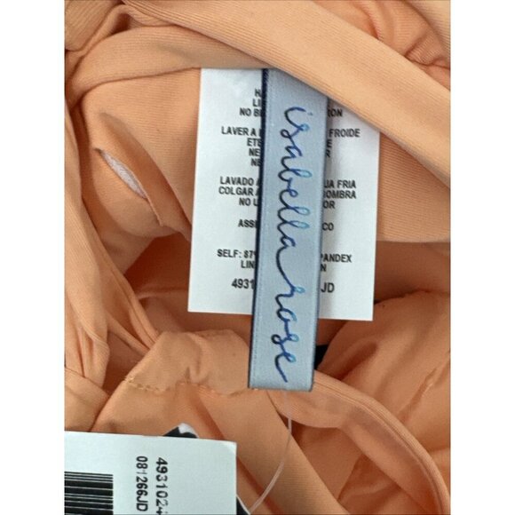 Isabella Rose Women's One Piece Plunge Tie Back Swimsuit Peach NWT - Picture 12 of 15